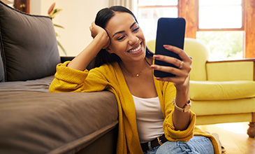 Woman looking at a phone