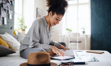 Woman looking at device