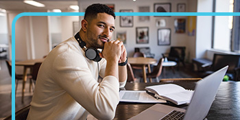 man working at laptop